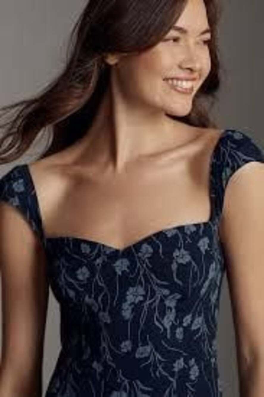 Reformation Bryson Flower-Print Woven Maxi Dress Blue Size 12